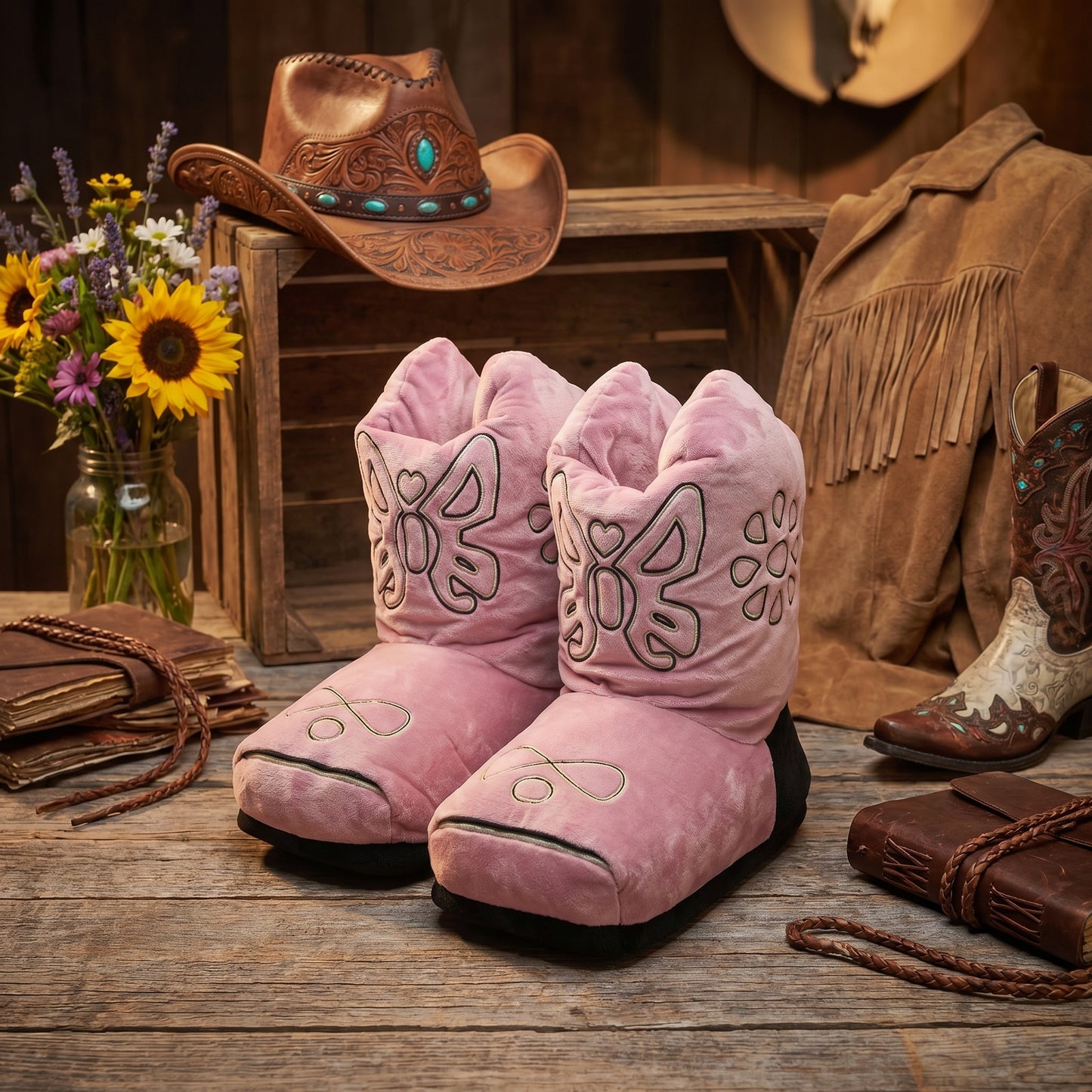 Western Slides™ Boot Slippers
